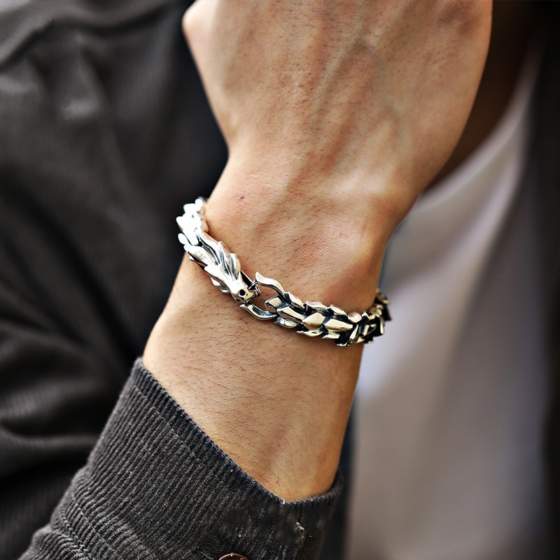 Sterling Silver Dragon Bone Bracelet