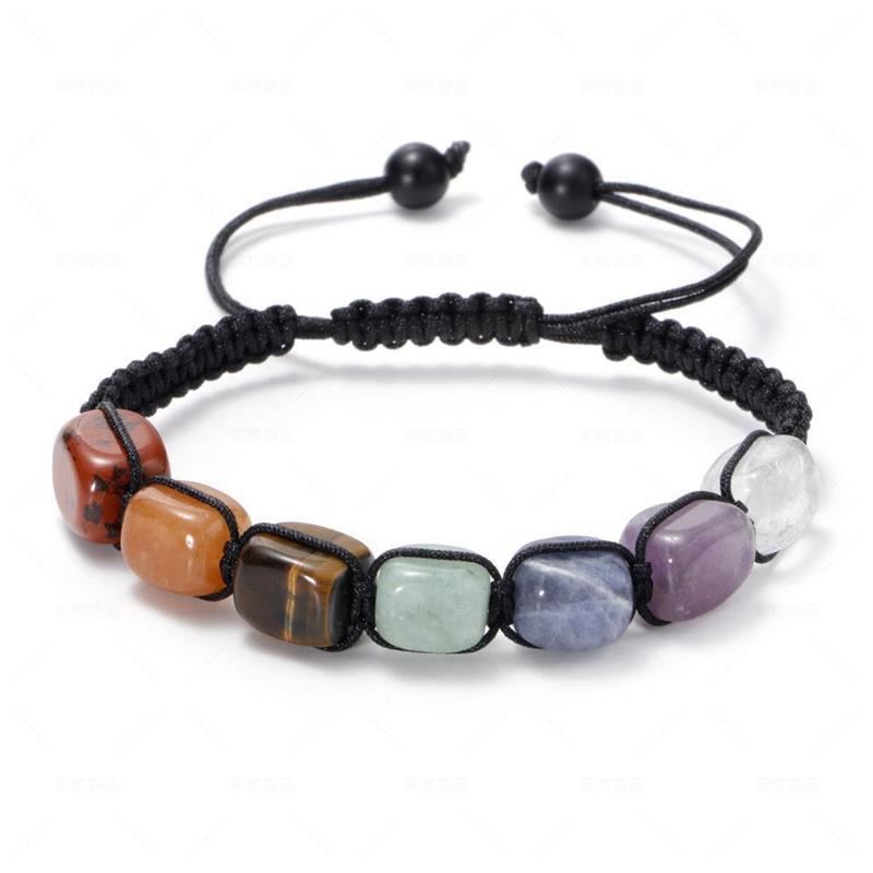Natural colorful stone braided bracelet