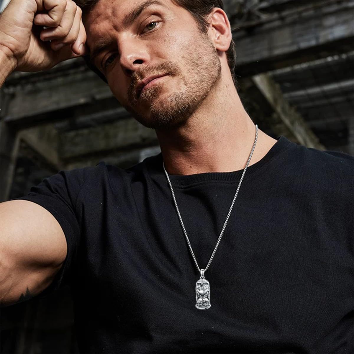 Death Warning Skull Hourglass Necklace