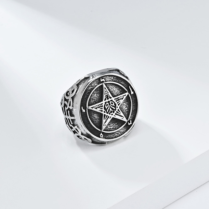 Vintage Fallen Angel Pentagram Ring