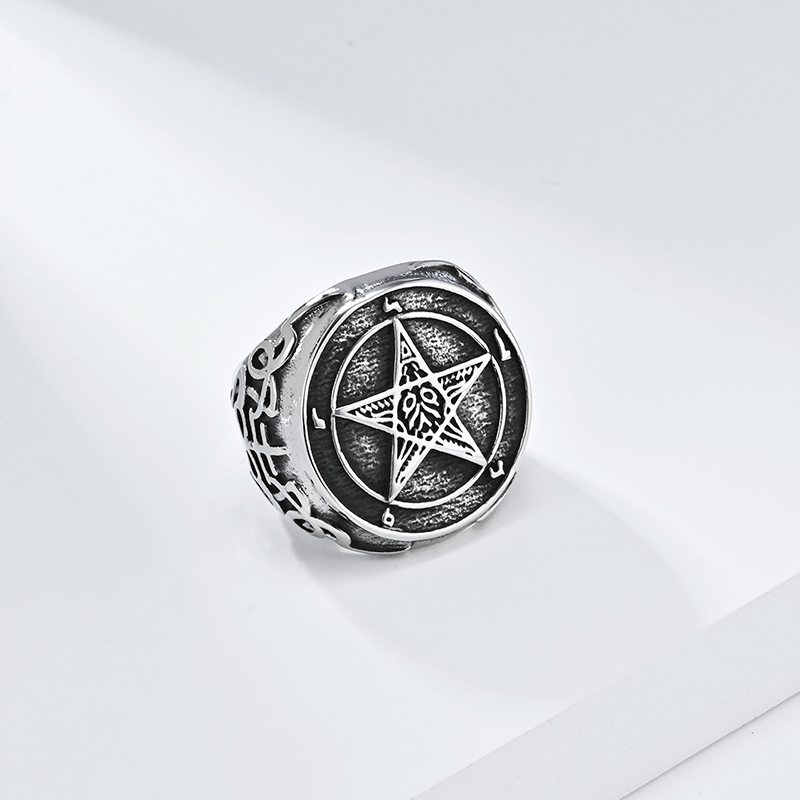 Vintage Fallen Angel Pentagram Ring