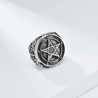 Vintage Fallen Angel Pentagram Ring