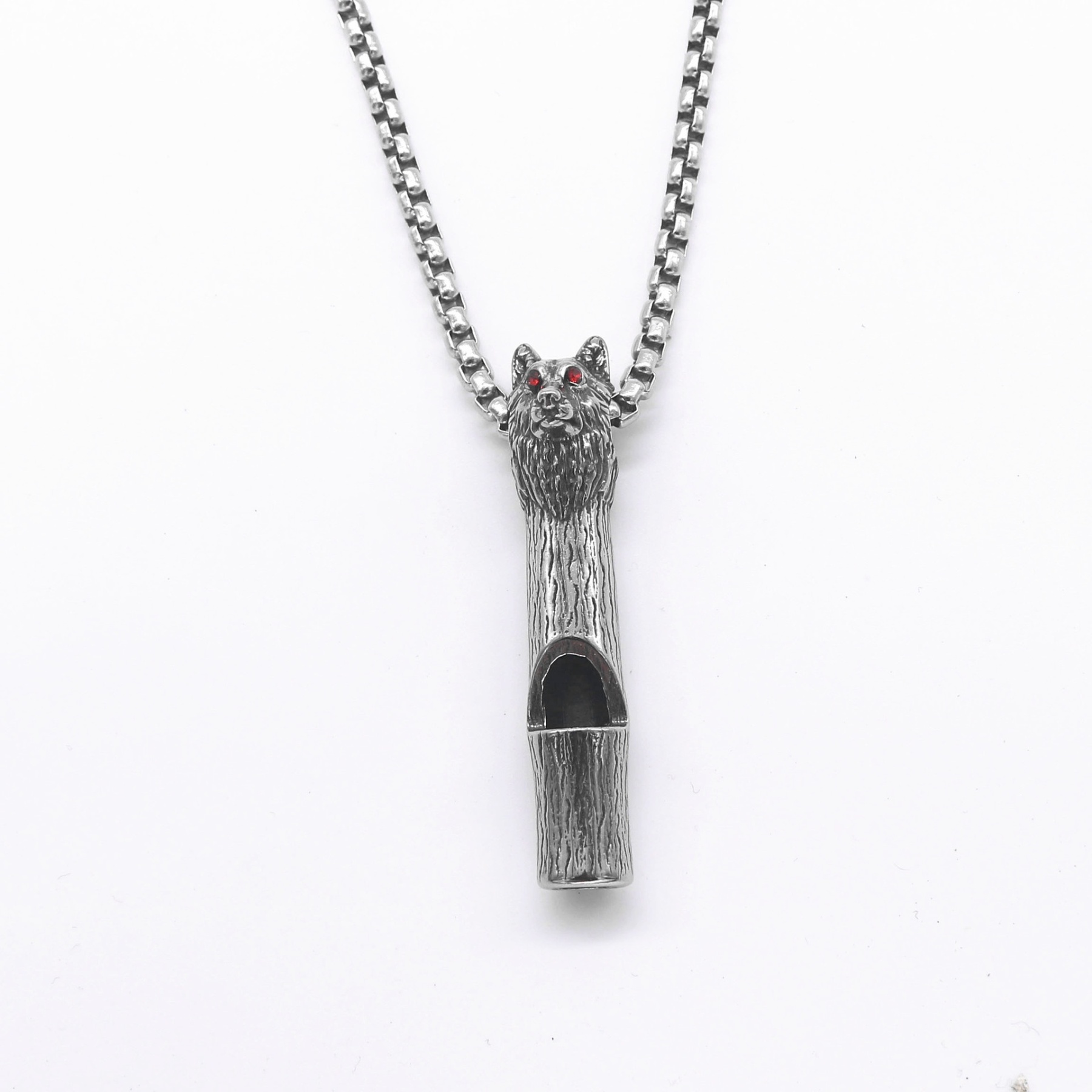 Fenrir wolf head whistle necklace