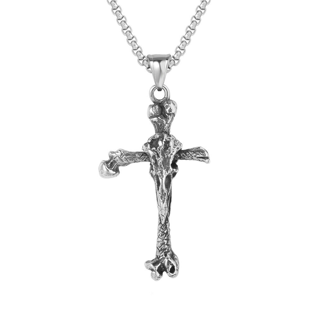 Crow Skull Cross Necklace