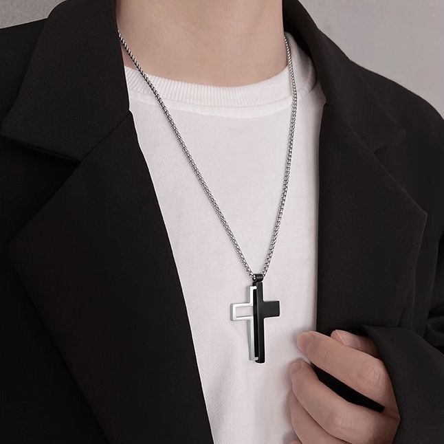 Two-tone cross necklace