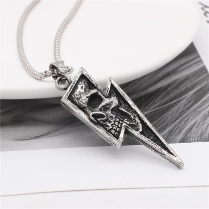 Lightning skull necklace