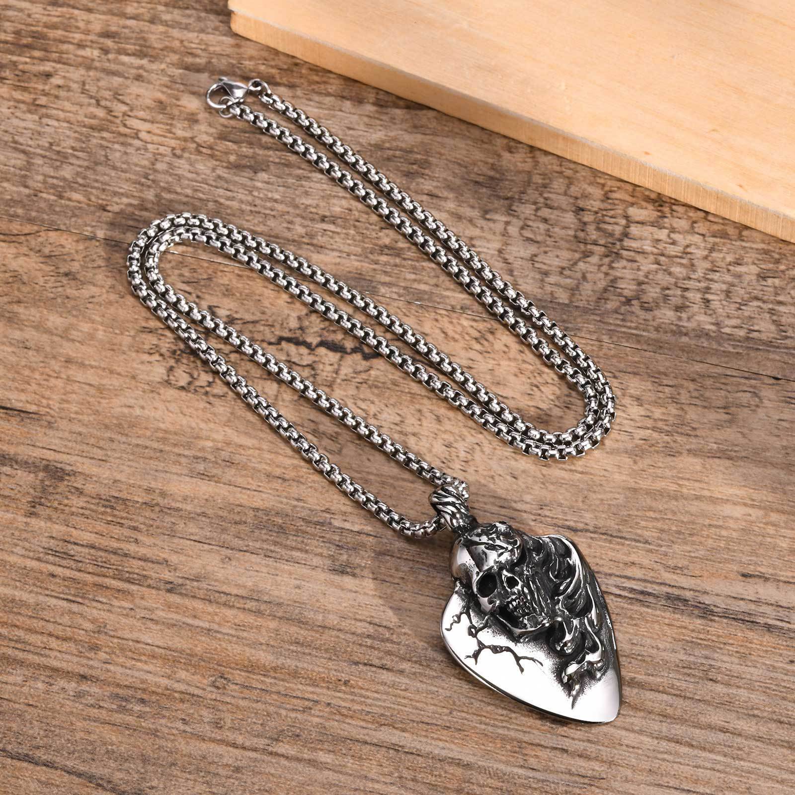 Guitar String Skull Necklace