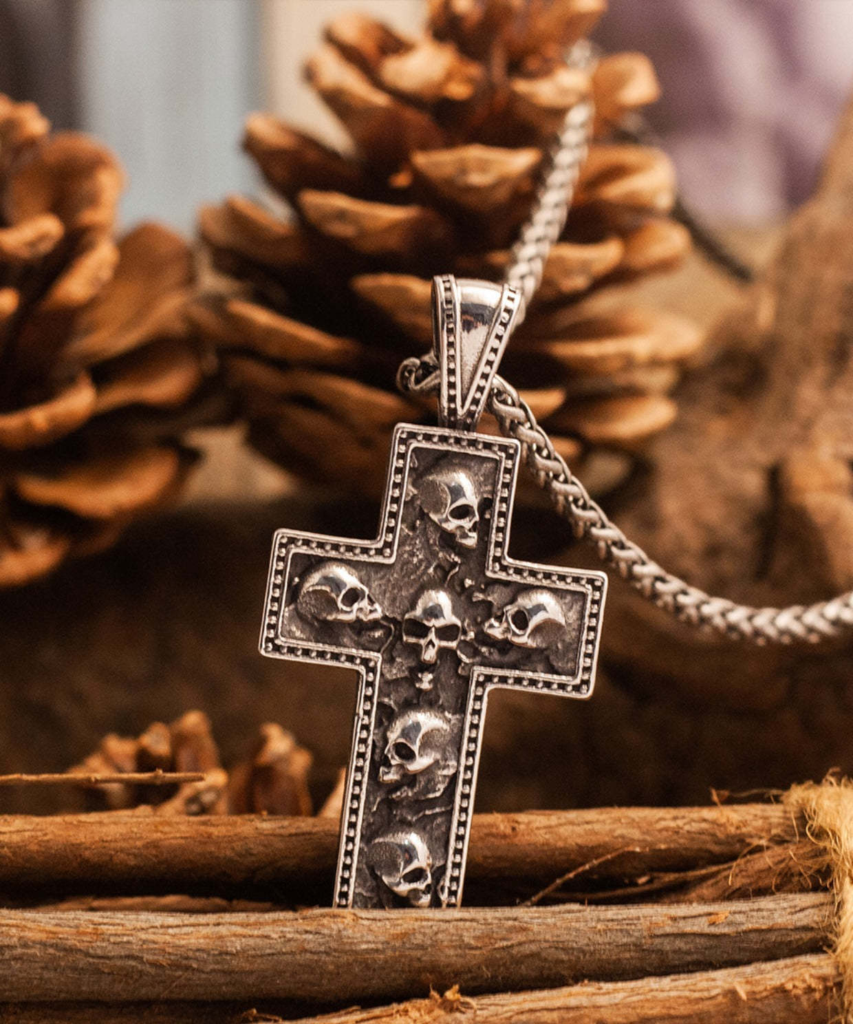 Skull Tombstone Cross Necklace