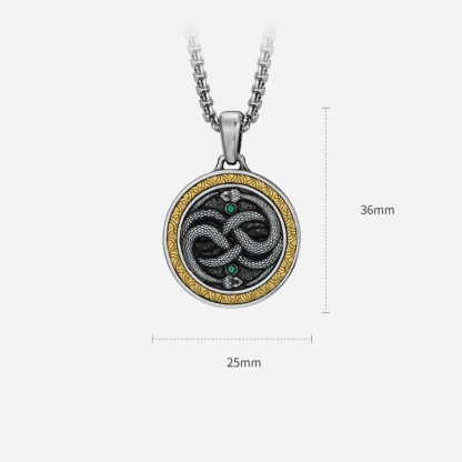 Mobius Twin Viper Medal Necklace