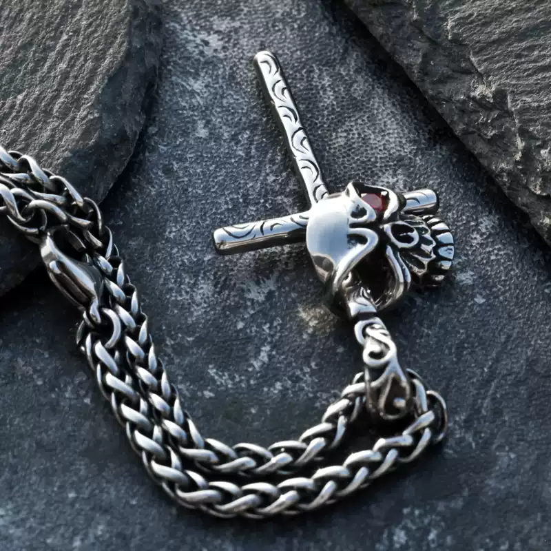 Gothic hipster skull cross necklace