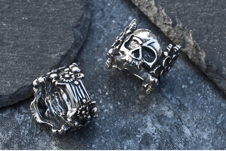 Flower Skull Ring