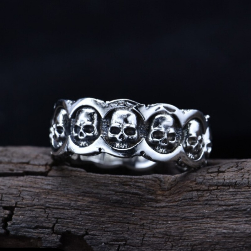 High-grade skull open adjustable ring