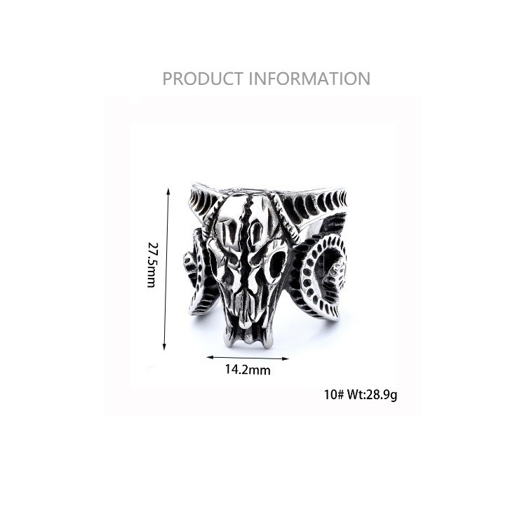 Sheep head skull ring