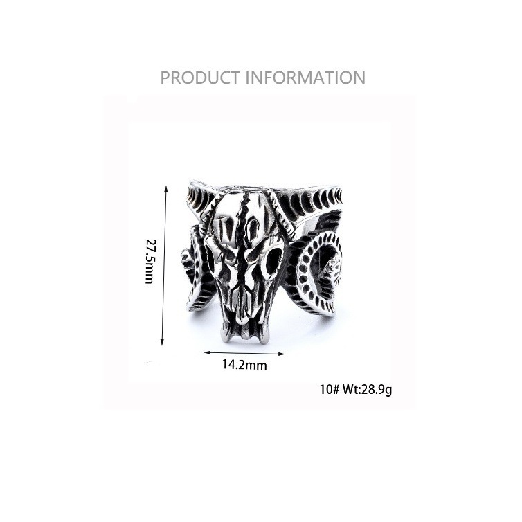 Sheep head skull ring