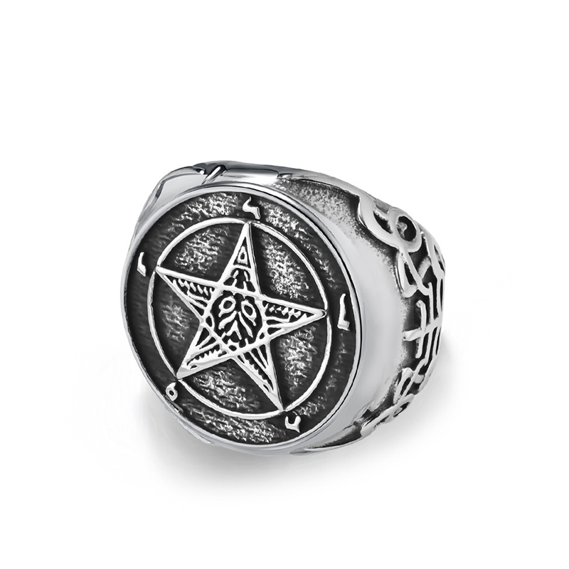 Vintage Fallen Angel Pentagram Ring