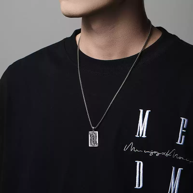 Distressed Dark King Spade K Necklace
