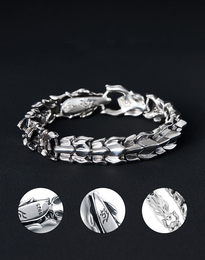 Sterling Silver Dragon Bone Bracelet