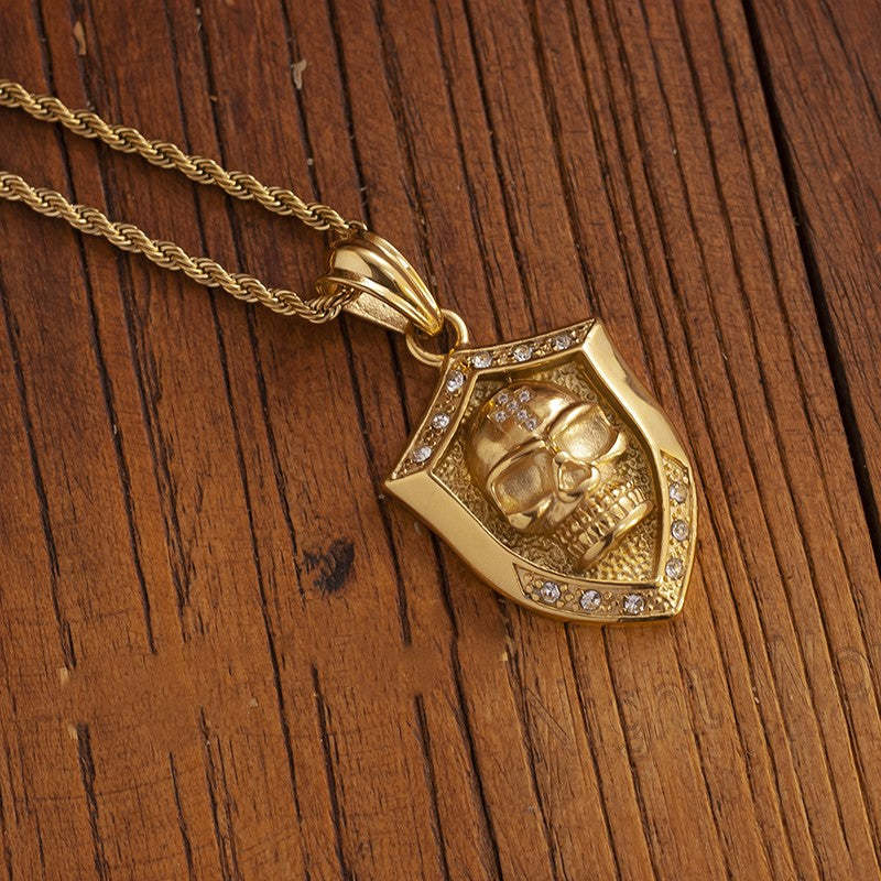 Skull Shield Pendant Necklace