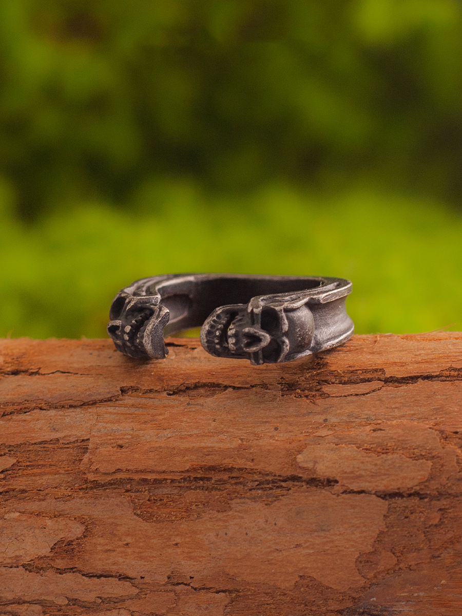 Double Skull Open Ring
