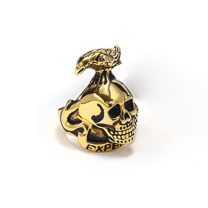 Trendy personality crow skull ring