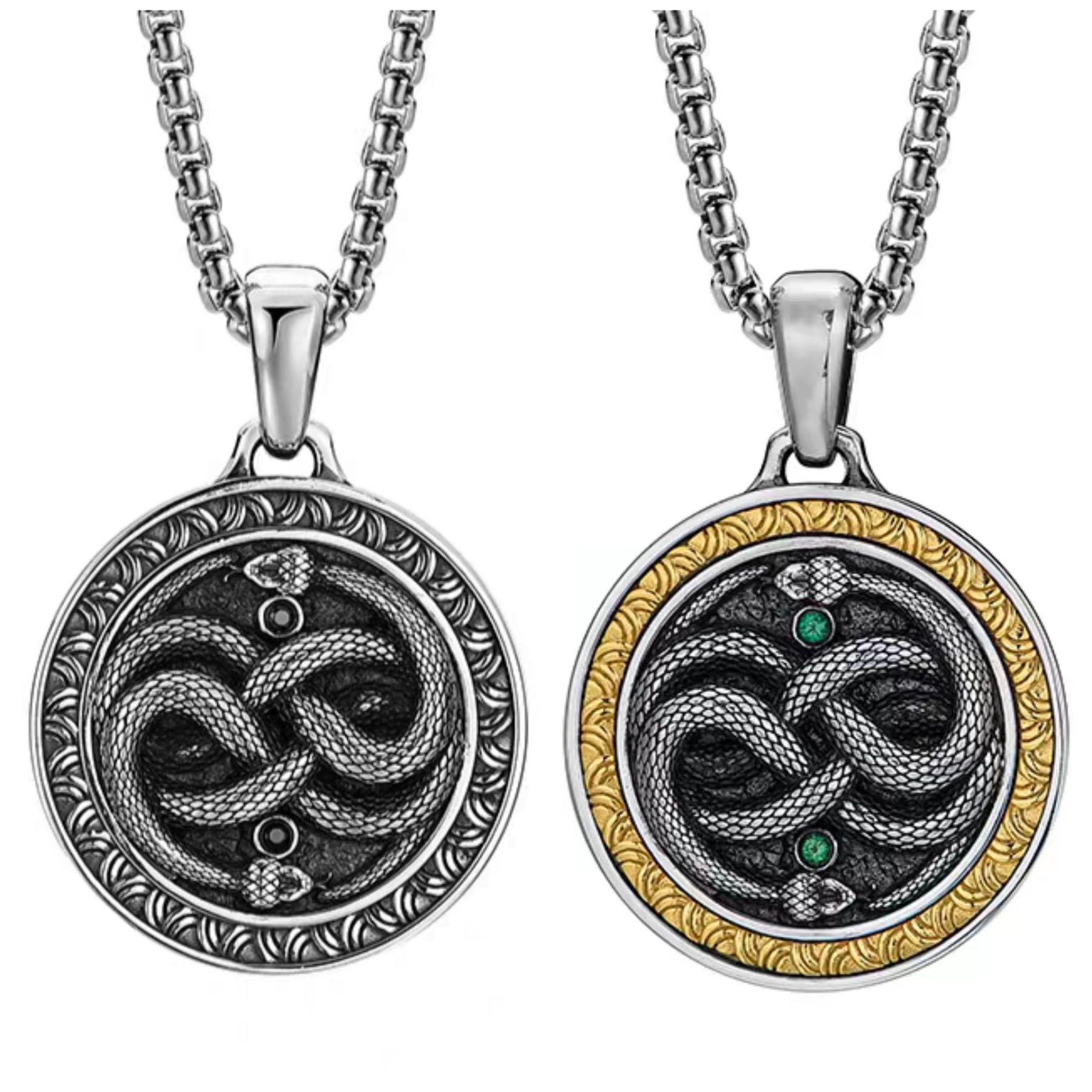 Mobius Twin Viper Medal Necklace