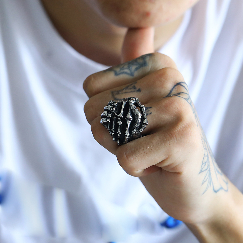 Skeleton Hand Bone Retro Punk Hip Hop Ring