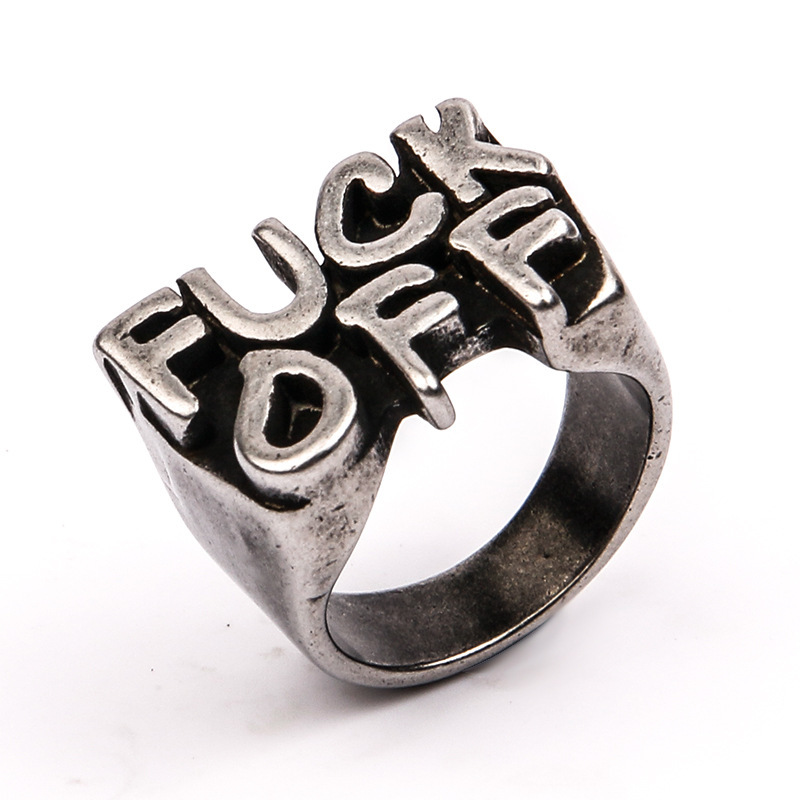 Distressed men's domineering personality FUCKOFF ring
