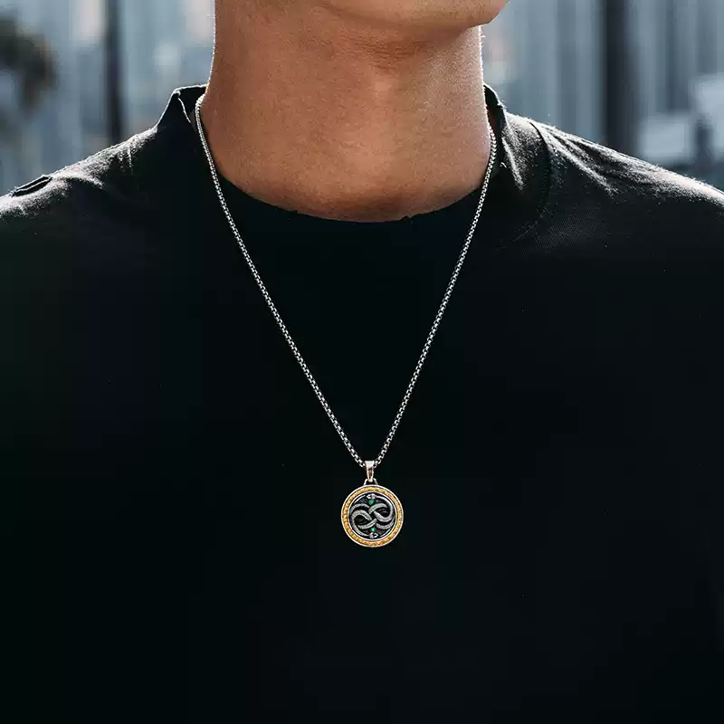 Mobius Infinity Snake Medal Necklace