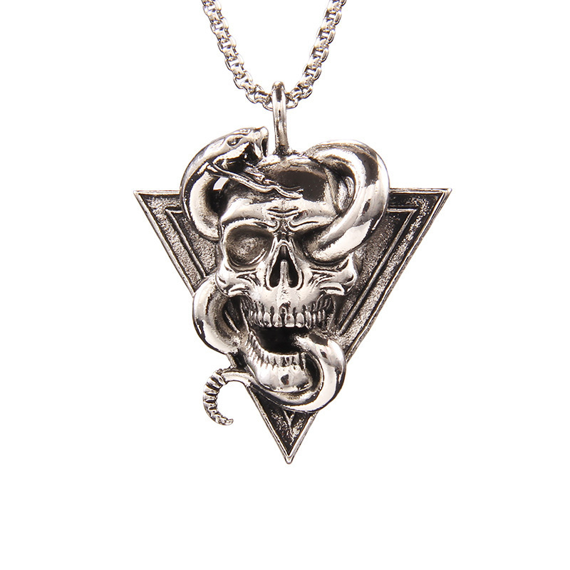 Vintage Skull and Snake Necklace