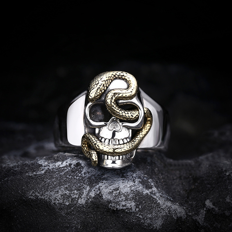 Python ring open Thai silver vintage ring