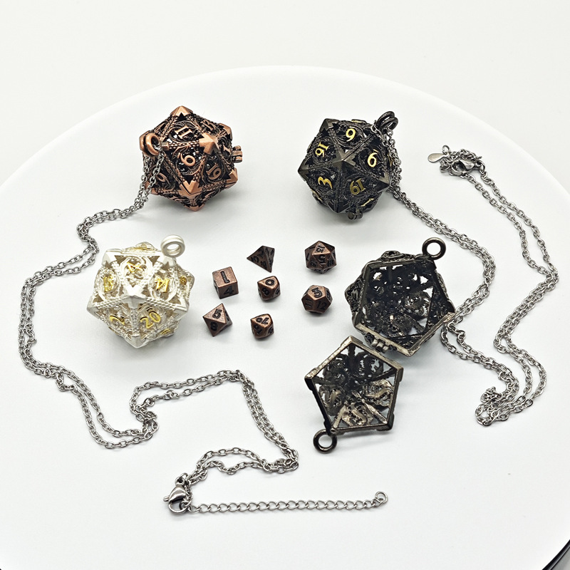 Metal Hollow 6MM Mini Dice Necklace