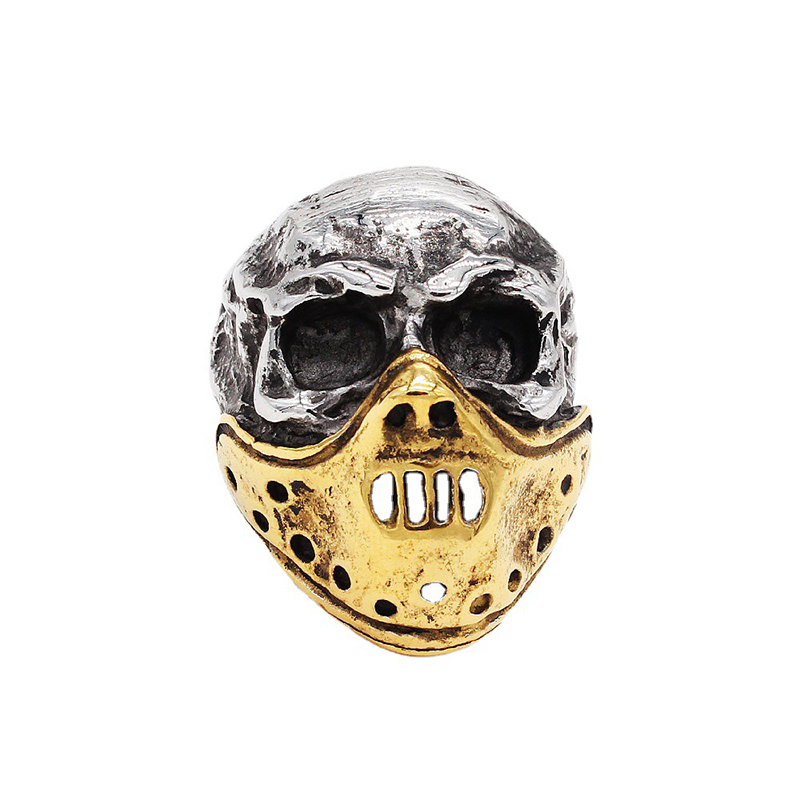 Personalized retro gas mask skull ring