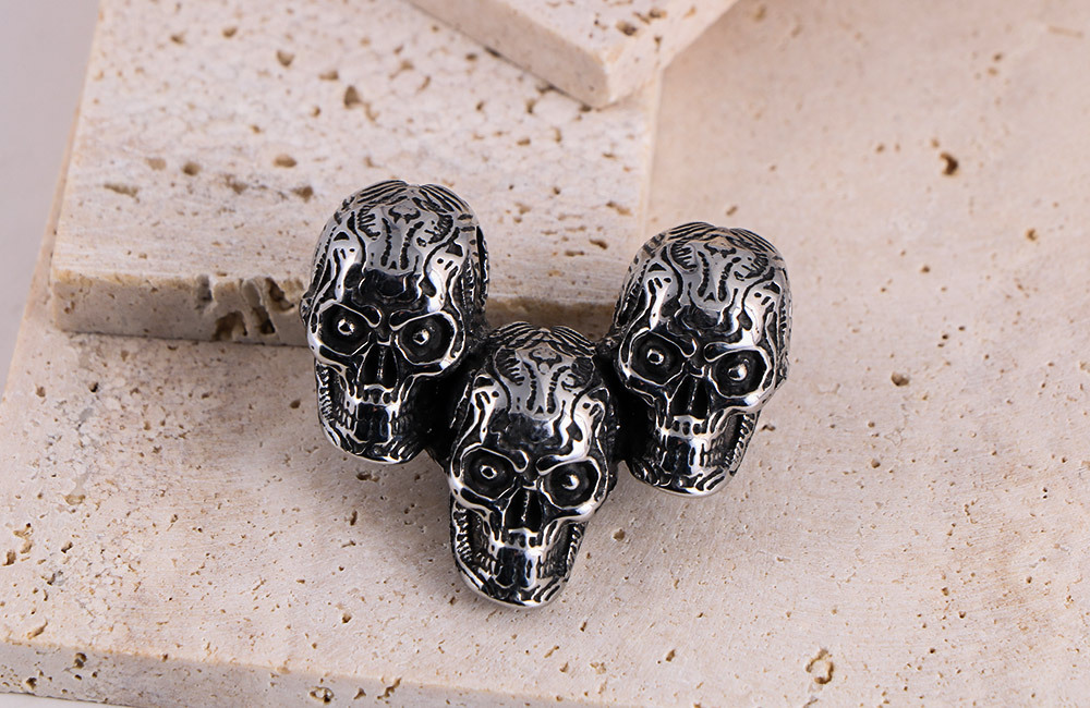 Vintage Titanium Steel Skull Pendant Necklace