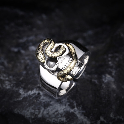 Python ring open Thai silver vintage ring
