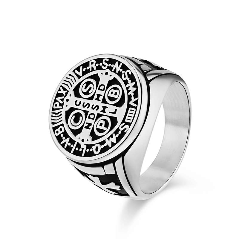Vintage Exorcist Stainless Steel Cross Ring