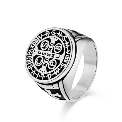Vintage Exorcist Stainless Steel Cross Ring