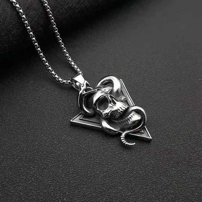 Vintage Skull and Snake Necklace