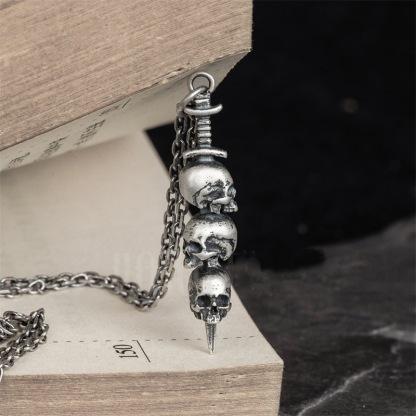 Chiba punk style silver pendant necklace