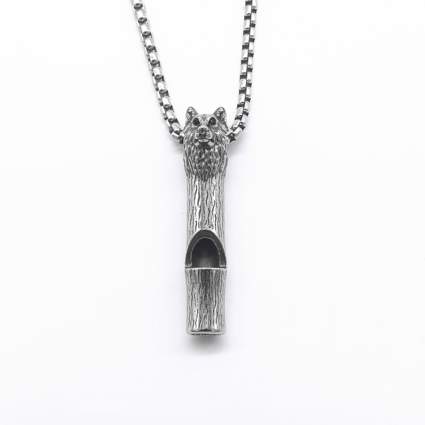 Fenrir wolf head whistle necklace