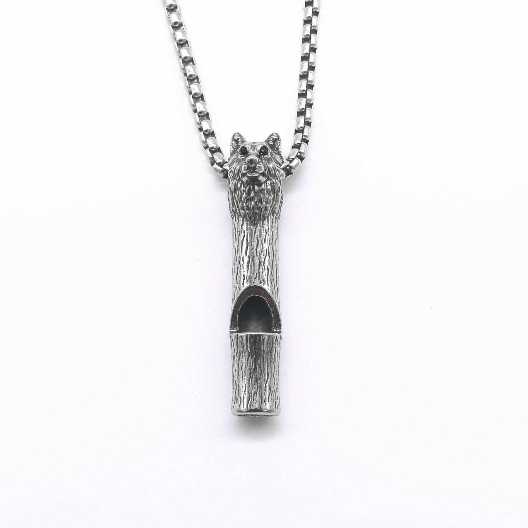 Fenrir wolf head whistle necklace