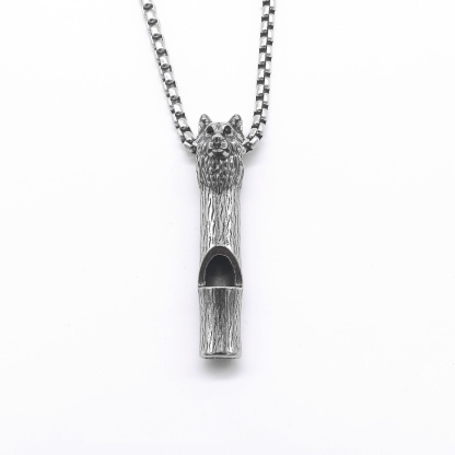 Fenrir wolf head whistle necklace