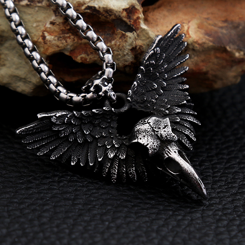 Viking Raven Skull Necklace