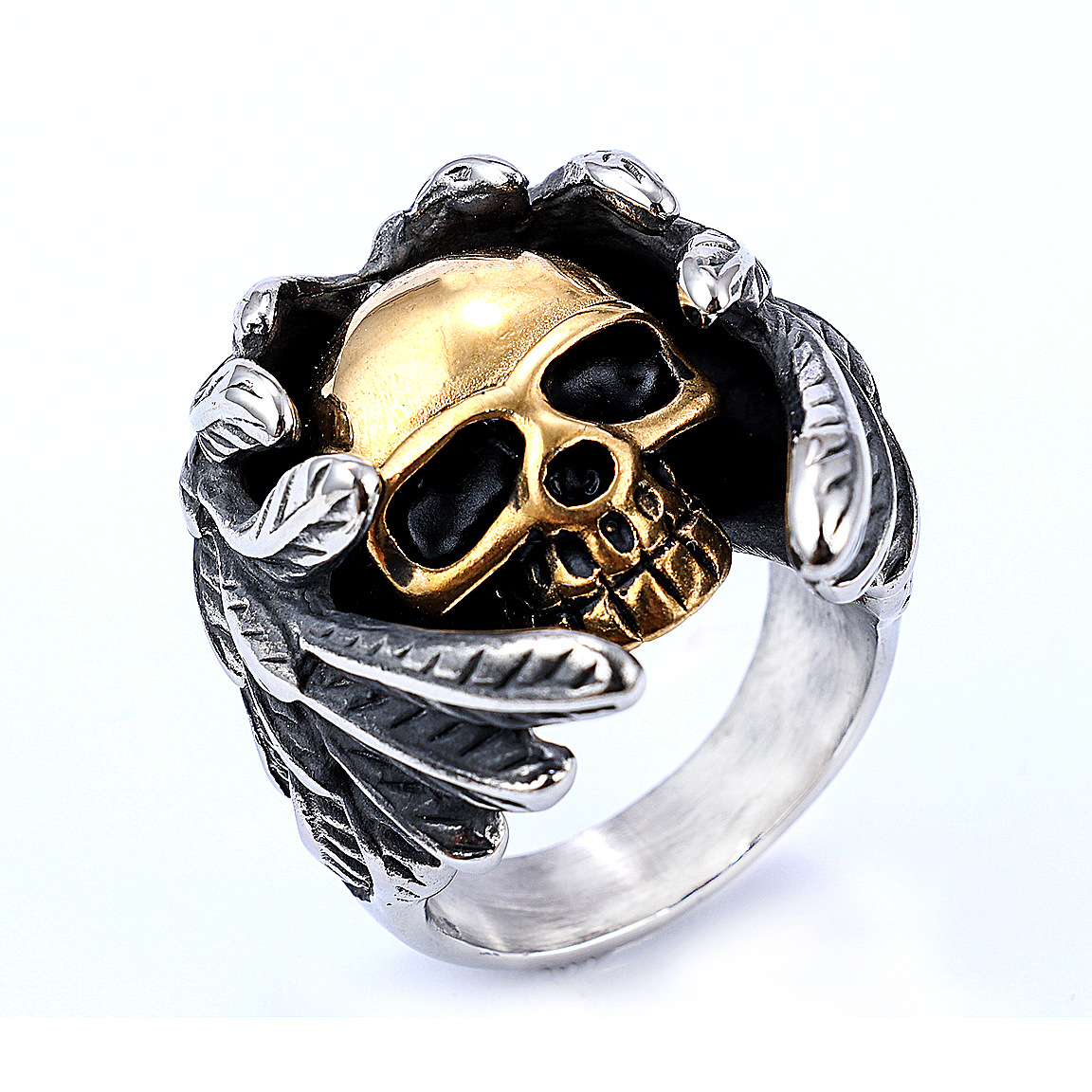 Dark Fallen Angel Skull Ring