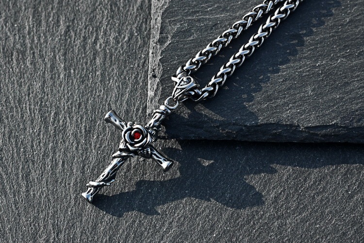 Rose Cross Necklace