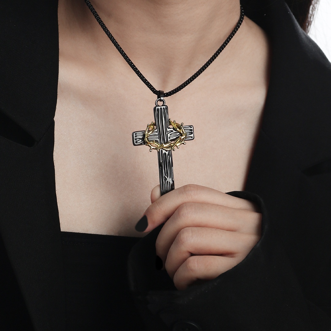Thorns entwined cross necklace