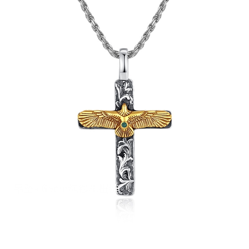 Golden Eagle Cross Necklace