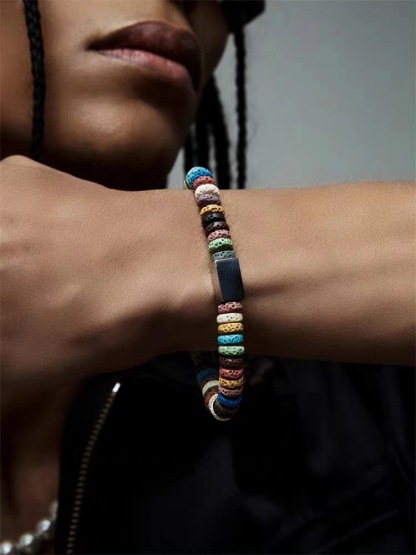 Colorful volcanic stone bracelet