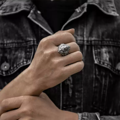3D lion domineering wide face big ring