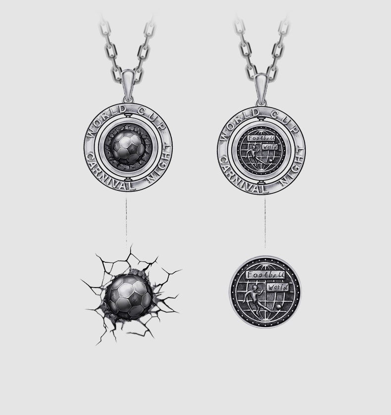 Rotatable football hoop necklace