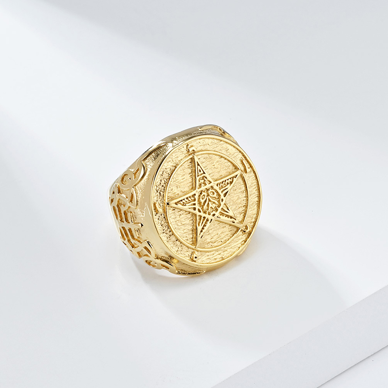 Vintage Fallen Angel Pentagram Ring